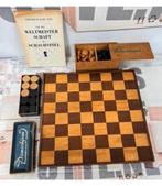 Antiek 1900 Frans handgesneden hout schaak dam schaakbord, Ophalen of Verzenden