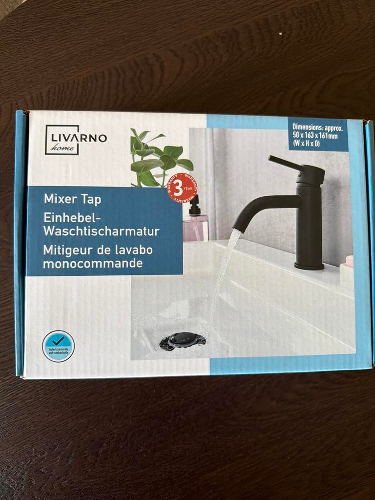 Livarno Home Zwarte Wastafelkraan - Nieuw in Doos, Ophalen of Verzenden, Nieuw, Rvs, Kraan