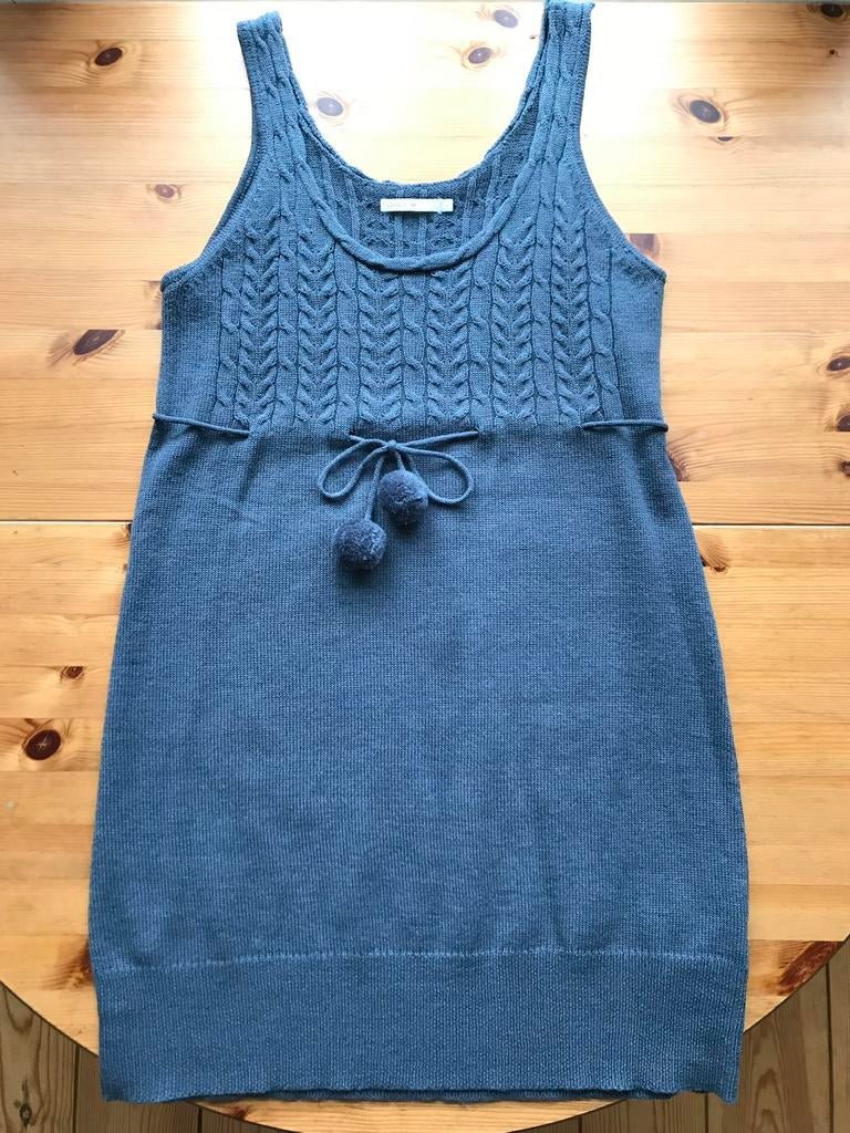 Wollen XL knitted blauwgrijs jurkje Only Edge pompons egf, Only, Blauw, Maat 46/48 (XL) of groter, Ophalen of Verzenden