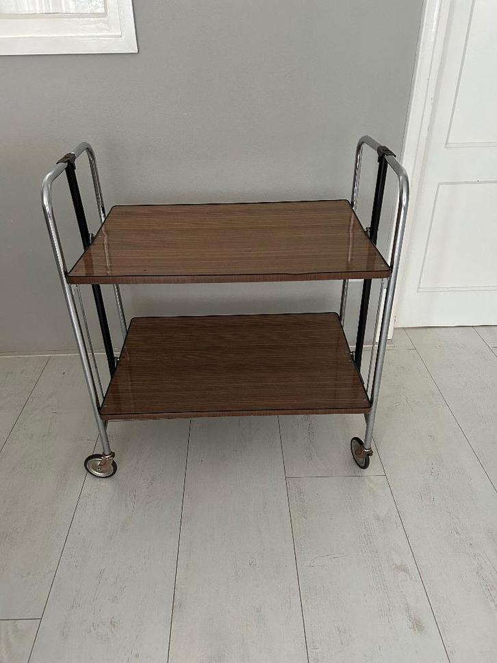 Vintage trolley serveerwagen bremshey vaste vanaf €, Huis en Inrichting, Tafels | Bijzettafels, Gebruikt, Rechthoekig, 60 cm of meer