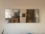 abstract schilderij  - Bruin, zwart, zilver afm 60x150, Ophalen