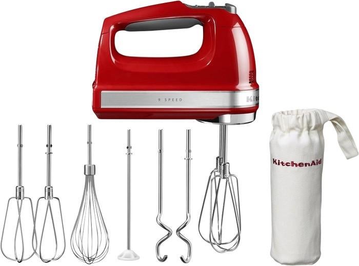 KitchenAid Handmixer 5KHM9212EER Keizerrood - Nieuw, Nieuw, 3 snelheden of meer, Ophalen of Verzenden, Vaatwasserbestendig