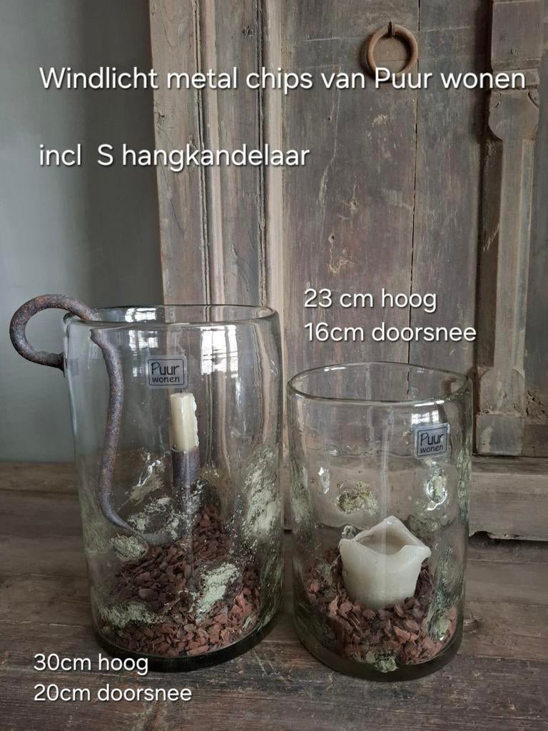 Twee windlichten metal chips van Puur wonen, Ophalen of Verzenden, Nieuw
