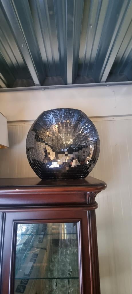 Antraciet Spiegel Vaas - Ronde Vensterbank Vaas, Huis en Inrichting, Woonaccessoires | Vazen, Ophalen, Zo goed als nieuw, Glas