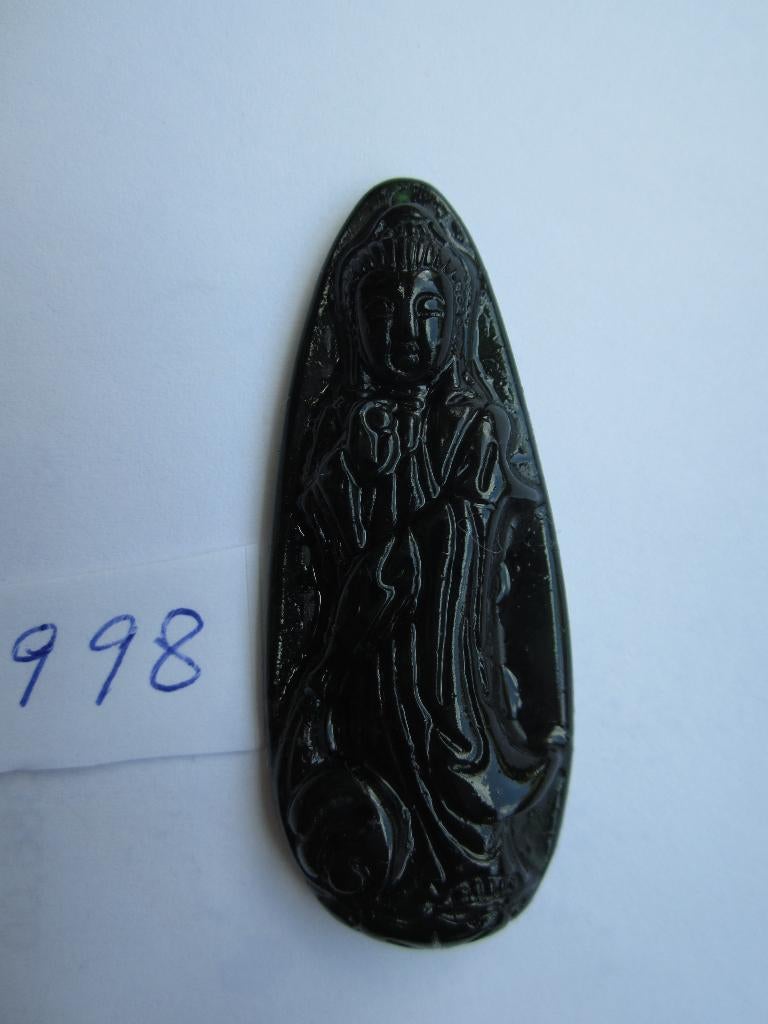 Amulet hanger van chinese jade 998 # Guanyin, Ophalen of Verzenden, Zo goed als nieuw, Groen, Overige materialen
