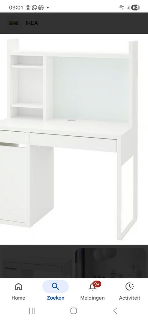 IKEA Bureau met opzetstuk en ladeblok, Huis en Inrichting, Ophalen of Verzenden, Gebruikt, Bureau