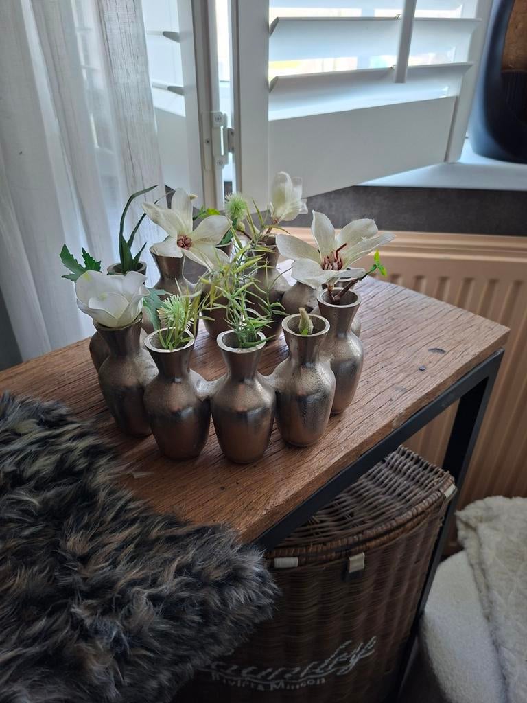 Riviera Maison Vaasjes - 12 aan elkaar, zilverkleurig metaal, Ophalen, Overige materialen, Overige kleuren, Zo goed als nieuw