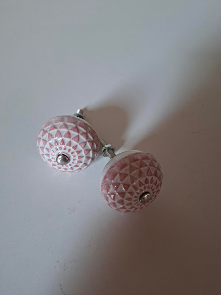 Kastknopjes / deurknopjes wit roze, Ophalen
