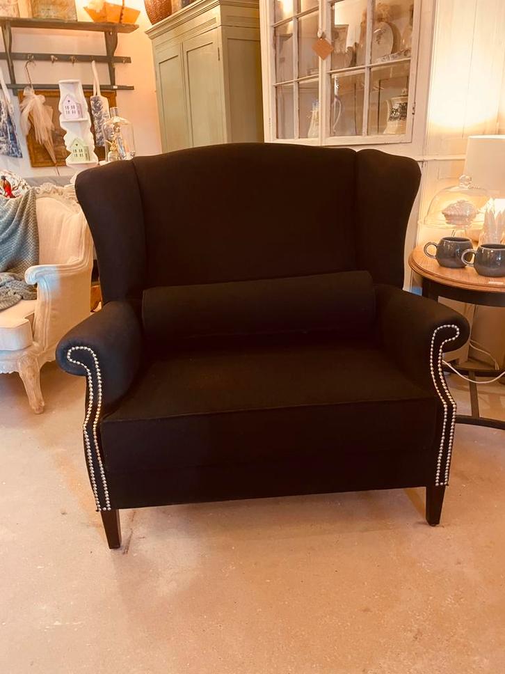 Zwarte Loveseat, Huis en Inrichting, Fauteuils, Zo goed als nieuw, Stof, 100 tot 125 cm, Ophalen