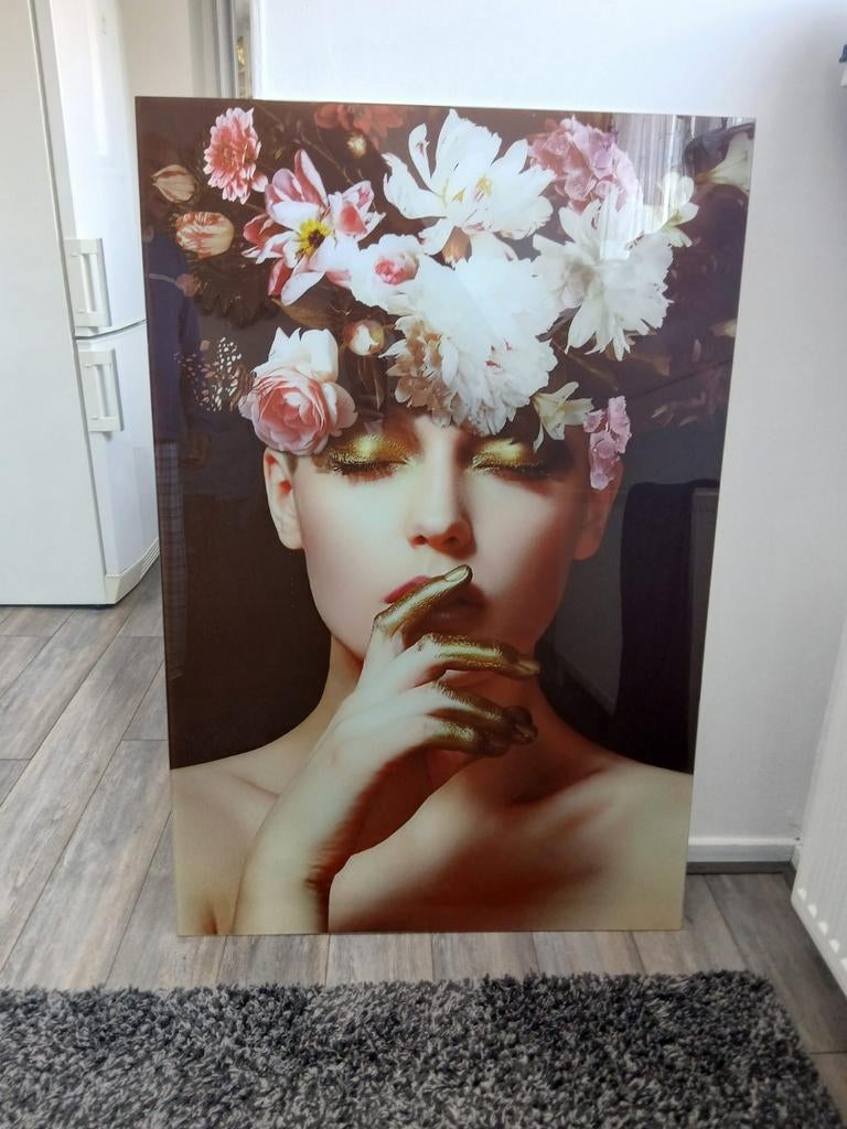 2 glasschilderijen 60 per stuk, Ophalen, Minder dan 50 cm, Zo goed als nieuw, Schilderij