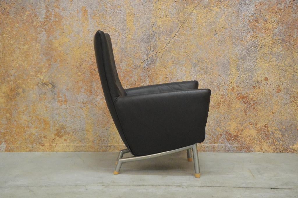 ZGANieuw donkerbruine leren Label Foxx design fauteuil, Huis en Inrichting, Fauteuils, Label Foxx, 75 tot 100 cm, Ophalen of Verzenden