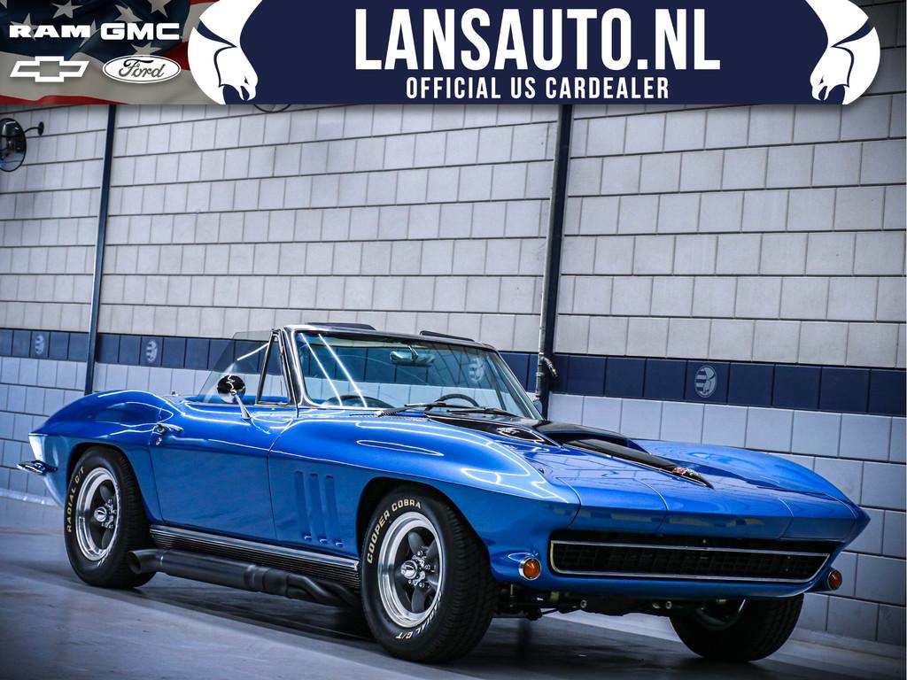 Chevrolet Corvette Stingray cabriolet 427 (bj 1966), Auto's, Oldtimers, Blauw, Bedrijf, Handgeschakeld, Onderhoudsboekje