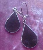 Oorbellen - Grijs glas in silver draad hangers, Overige materialen, Ophalen of Verzenden, Grijs, Hangers