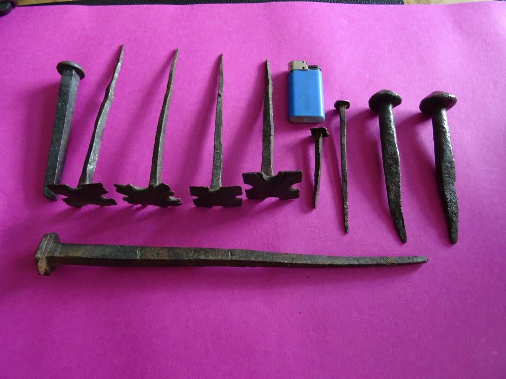 10 X ANTIEKE NAGEL SPIJKERS GESMEED SMEERDWERK RESTAURATIE, Ophalen of Verzenden