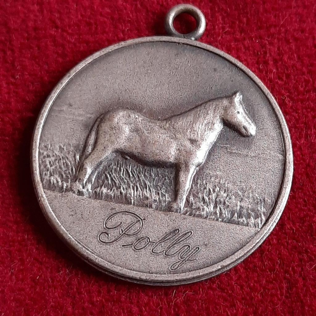 Paard: Paarden Medaille met naam Polly, Postzegels en Munten, Penningen en Medailles, Verzenden, Overige materialen