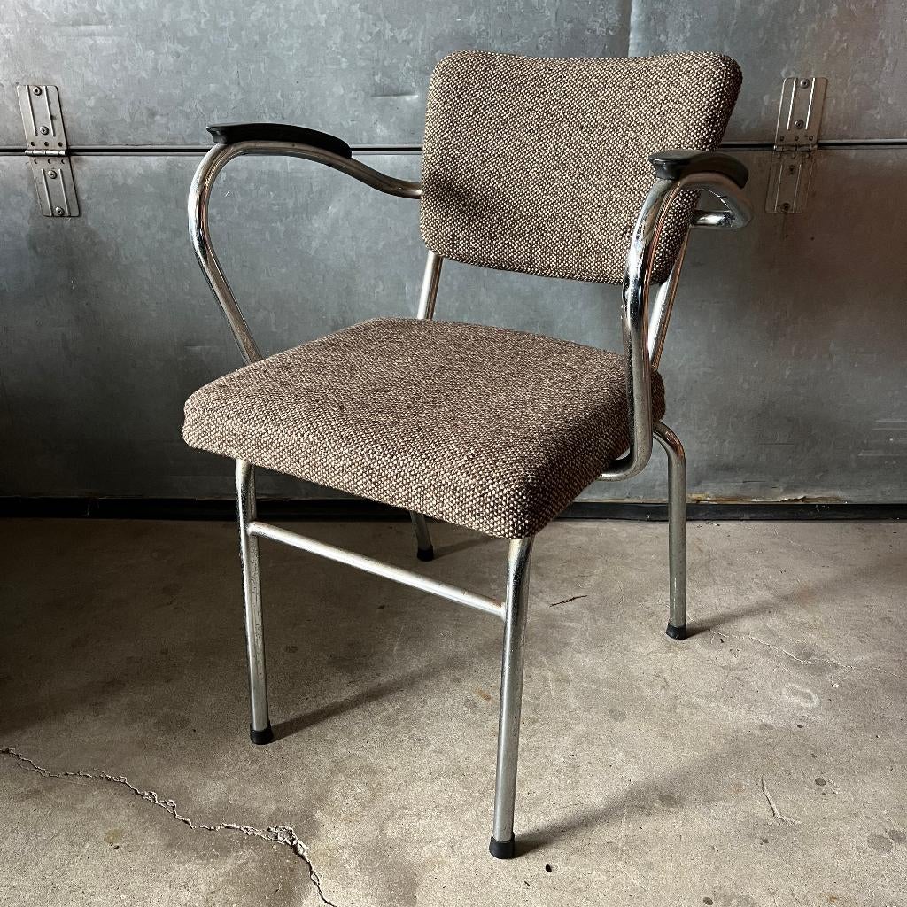 Set van 4 chroom buisframe stoelen jaren 30 50 60, Huis en Inrichting, Ophalen, Gebruikt, Bauhaus, Bruin