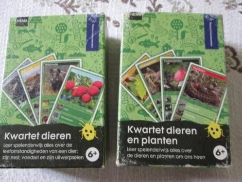 2 Hema kwartetten Dieren, Dieren en planten Natuurmonumenten, Ophalen, Zo goed als nieuw, Kwartet(ten)