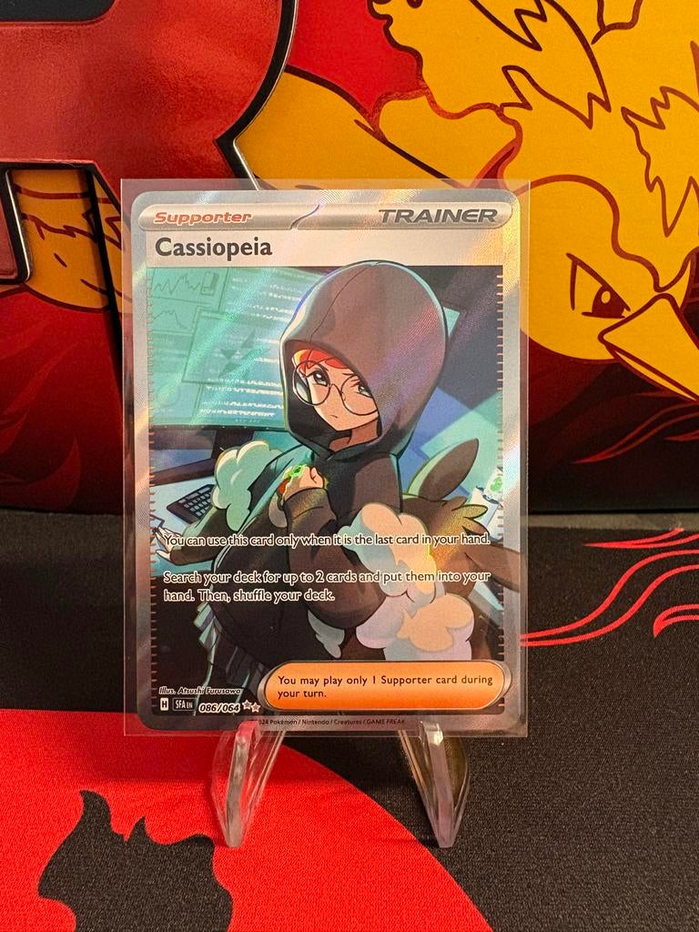 Pokémon kaart Cassiopeia Supporter 086/064, Ophalen of Verzenden, Zo goed als nieuw, Losse kaart, Foil