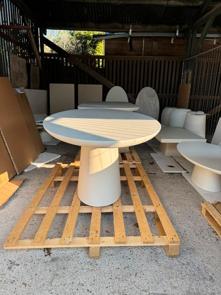 Tuintafel ovaal beige eco composiet 200x100x75 cm, Tuin en Terras, Tuintafels, Nieuw, Ovaal, Overige materialen, Ophalen