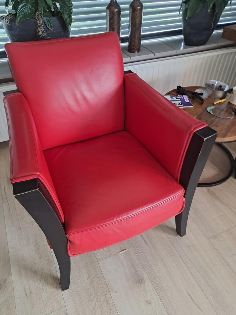Rode leren stoel., Gebruikt, Minder dan 75 cm, Ophalen of Verzenden, Modern