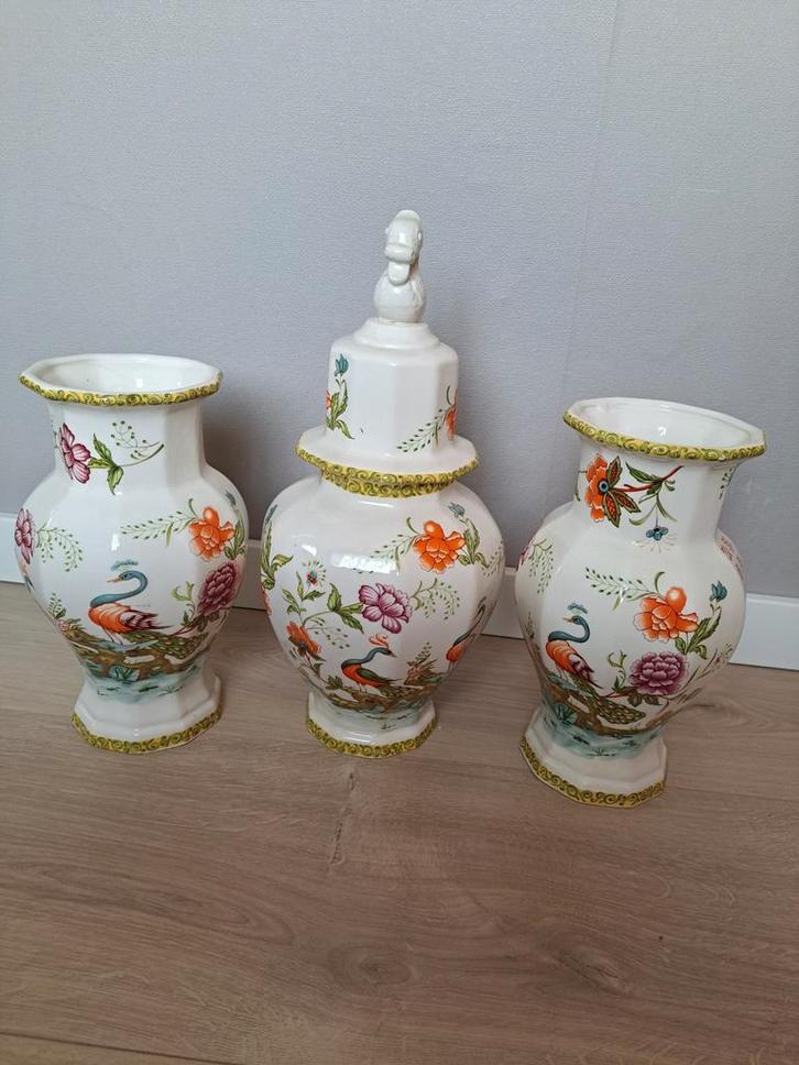 2 Chinezen vazen en Chinezen pot met deksel Z.G.A.N, Antiek en Kunst, Antiek | Vazen, Ophalen