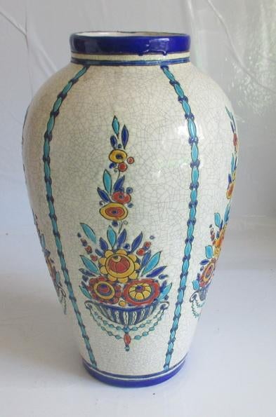 art deco Boch Keramis vaas Catteau bloemen motief 179, Verzenden
