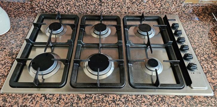 Pelgrim 6 pits fornuis met electriche ontsteking, Witgoed en Apparatuur, Kookplaten, Gebruikt, Inbouw, Gas, 5 kookzones of meer