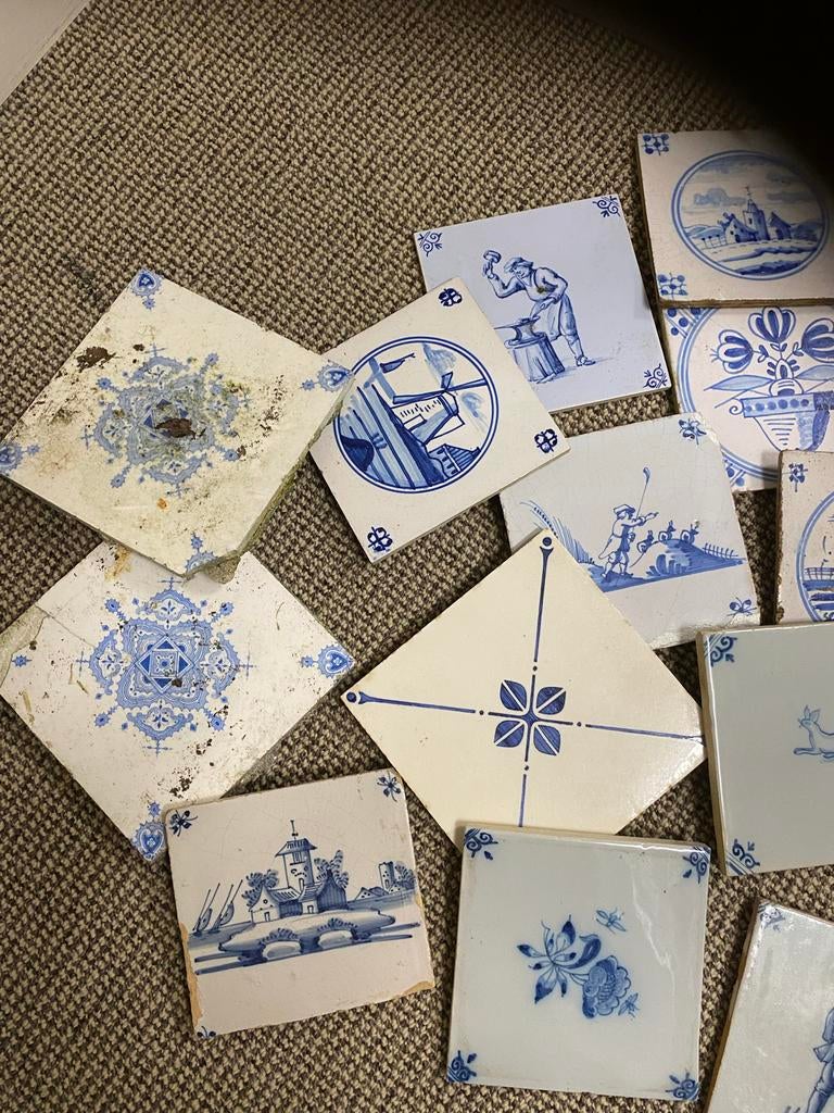 Diverse collectie Delfts blauwe tegeltjes, Antiek en Kunst, Antiek | Wandborden en Tegels, Ophalen