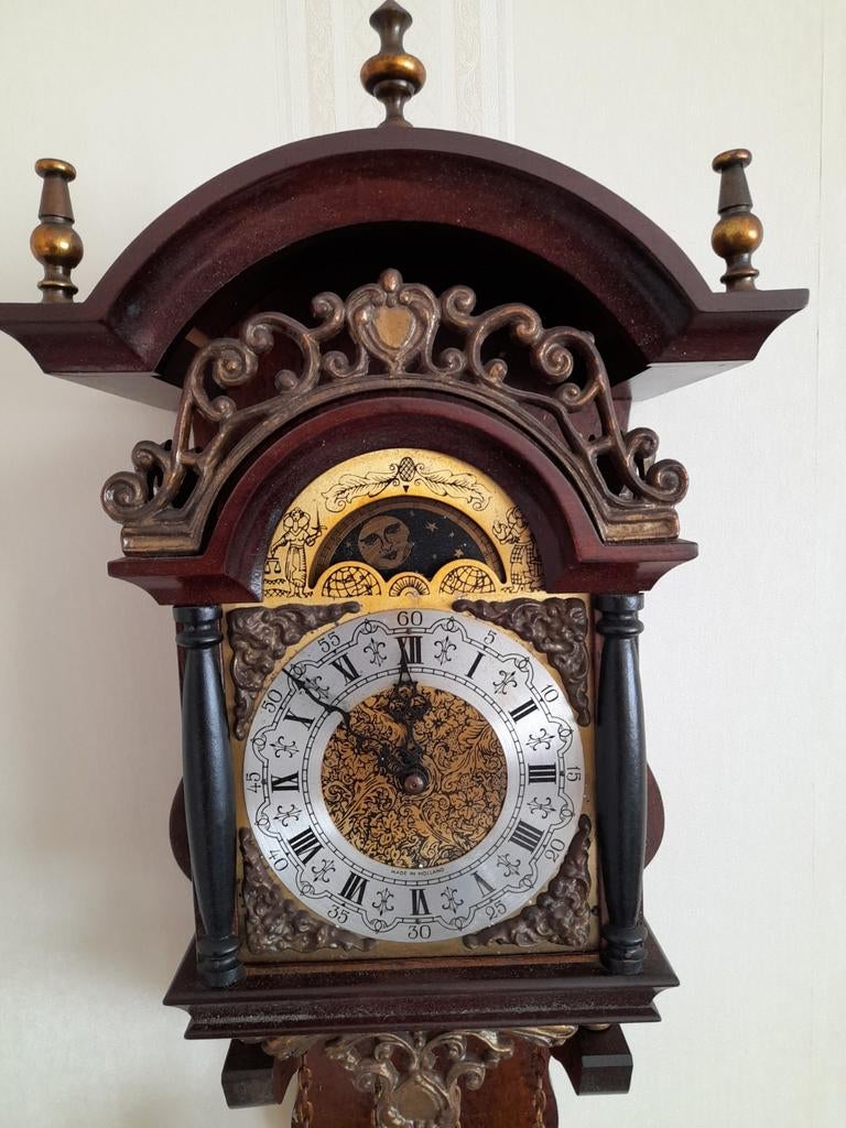 Prachtig Zaanse klok met maanstand en gewichten, Antiek en Kunst, Ophalen of Verzenden