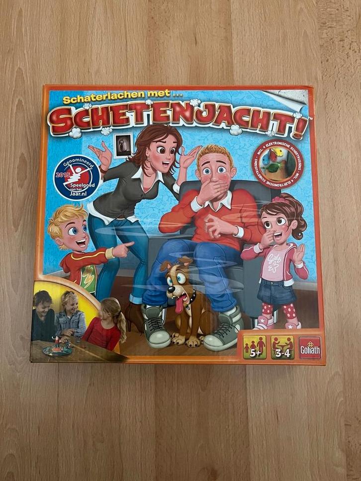Schetenjacht! Gezelschapsspel - Exclusief geel poppetje, Hobby en Vrije tijd, Gezelschapsspellen | Bordspellen, Gebruikt, Drie of vier spelers
