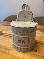 Vintage emaille zoutpot 'Sel' - Wandmodel, Ophalen of Verzenden
