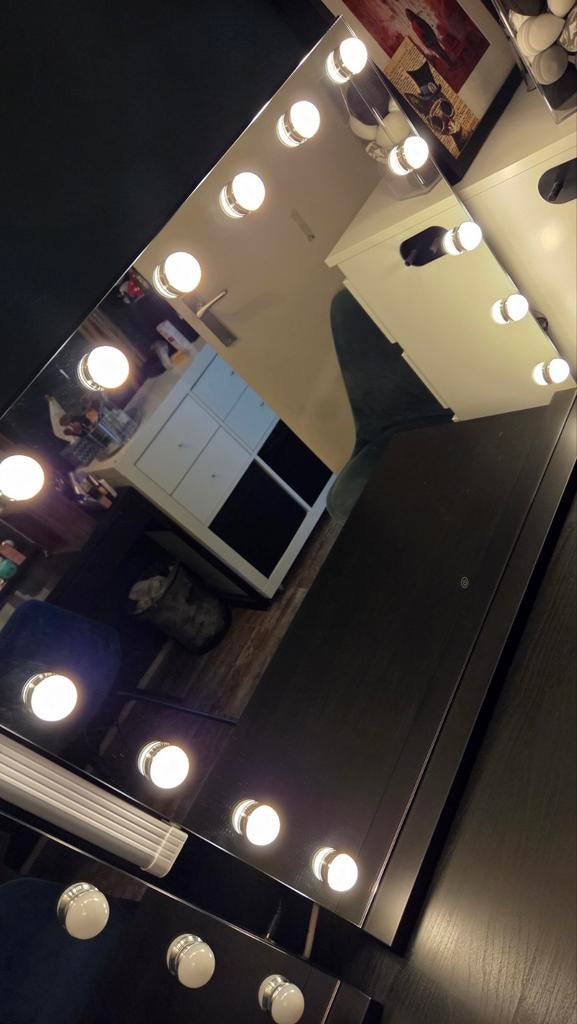 Hollywood spiegel met verlichting 80x60, Ophalen, Minder dan 50 cm, Zo goed als nieuw, Minder dan 100 cm