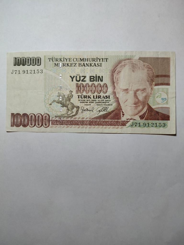 Turkije 100 000 lira 1991, Postzegels en Munten, Bankbiljetten | Europa | Niet-Eurobiljetten, Ophalen of Verzenden, Overige landen
