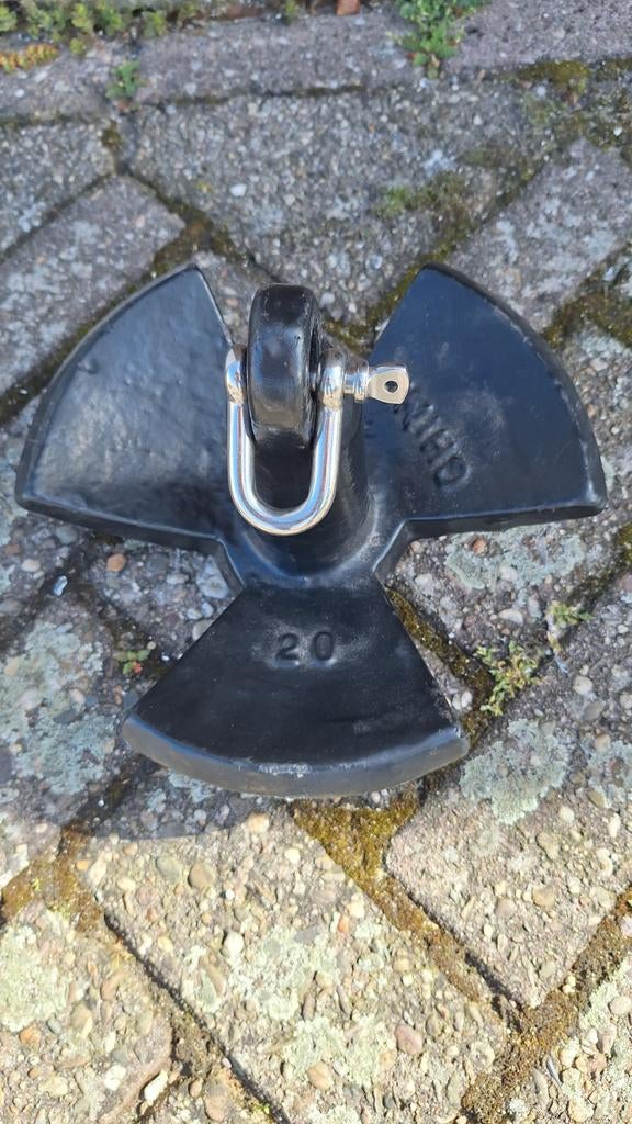 anker 20 pond 10 kg  champigionanker zwart gecoat., Ophalen, Zo goed als nieuw, Overige typen