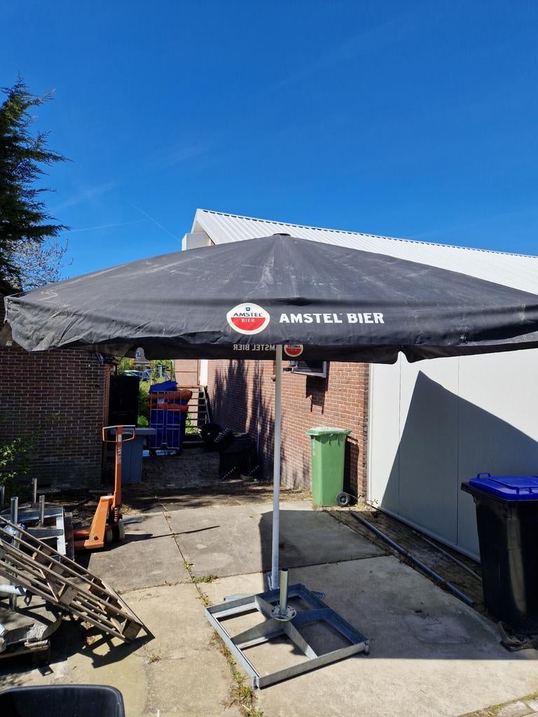 Horeca parasol 3x3 gebruikt waterdicht - Amstel Bier, Tuin en Terras, Ophalen, Gebruikt, Waterdicht, Stokparasol