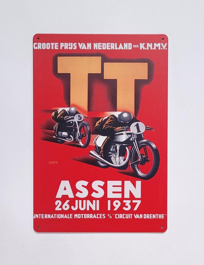 TT Assen 1937 Moto GP reclamebord van metaal wandbord deco, Reclamebord, Info@deconoord.nl, Deco Noord, Nieuw