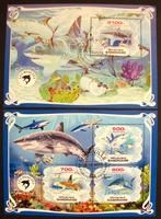 - 726 - 2 Blokken met Haaien., Verzenden, Gestempeld, Dier of Natuur