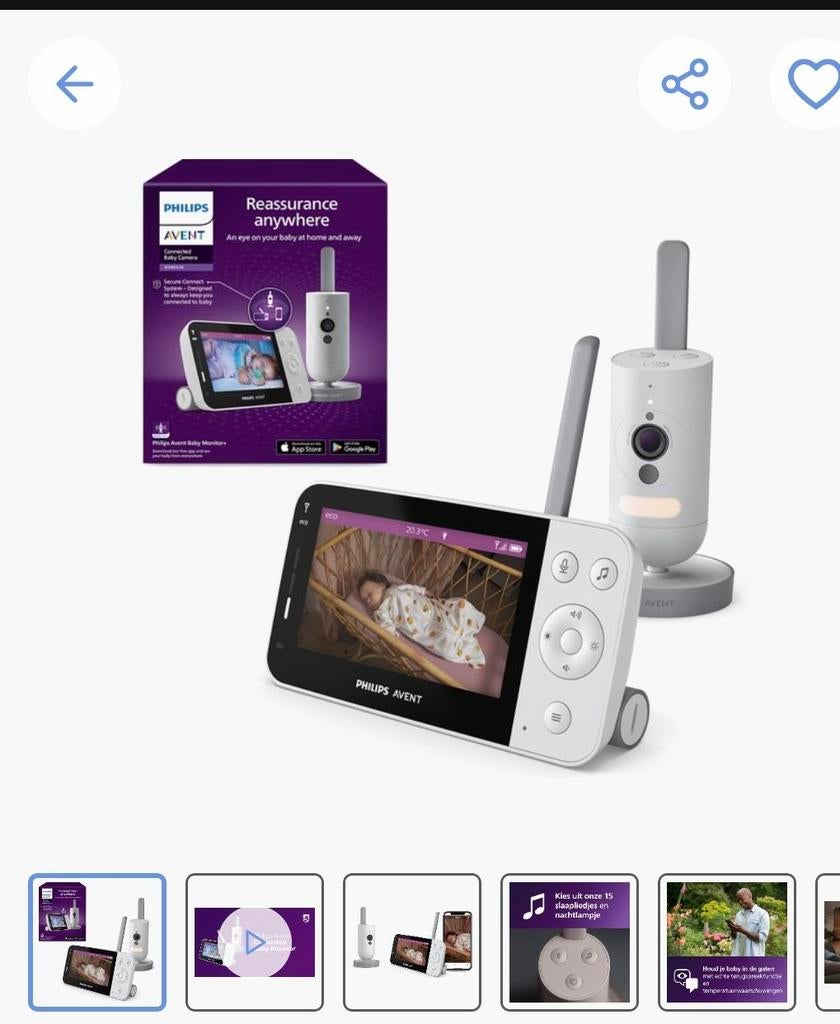 Philips Avent babyfoon met camera, Kinderen en Baby's, Babyfoons, Ophalen of Verzenden, 250 meter of meer, Camera