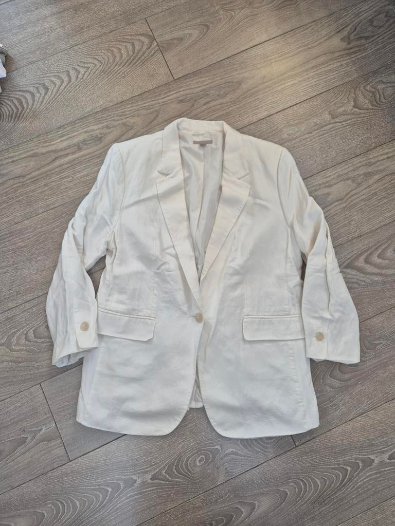 Linnen blazer. Maat 40, Maat 38/40 (M), H&M, Verzenden, Wit