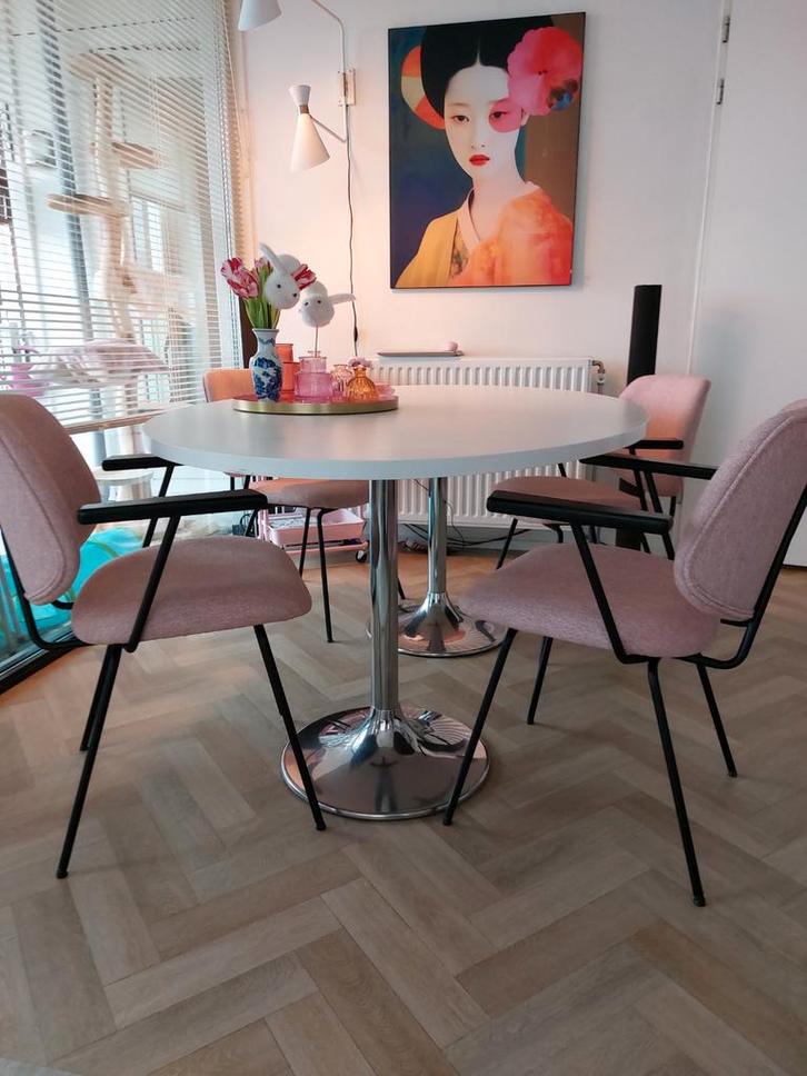 Retro roze stoelen,z.g.a.n, Huis en Inrichting, Stoelen, Overige kleuren, Ophalen of Verzenden