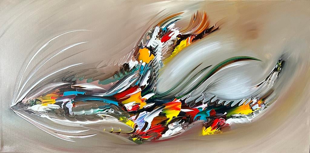 Gena G.- “ In flight”- Handgeschilderd- Uniek- XXL, Ophalen of Verzenden