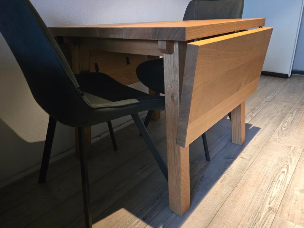 Uitschuifbare eettafel met grijze velvet stoelen, Ophalen, Rechthoekig, 200 cm of meer, 50 tot 100 cm