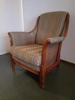 Makkelijke stoel Kersenhout met stoffen bekleding, Ophalen, Gebruikt, Bruin, Stof