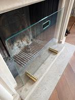 Glazen haardscherm met messing voetjes, Ophalen, Gebruikt, Vrijstaande haard, Overige soorten