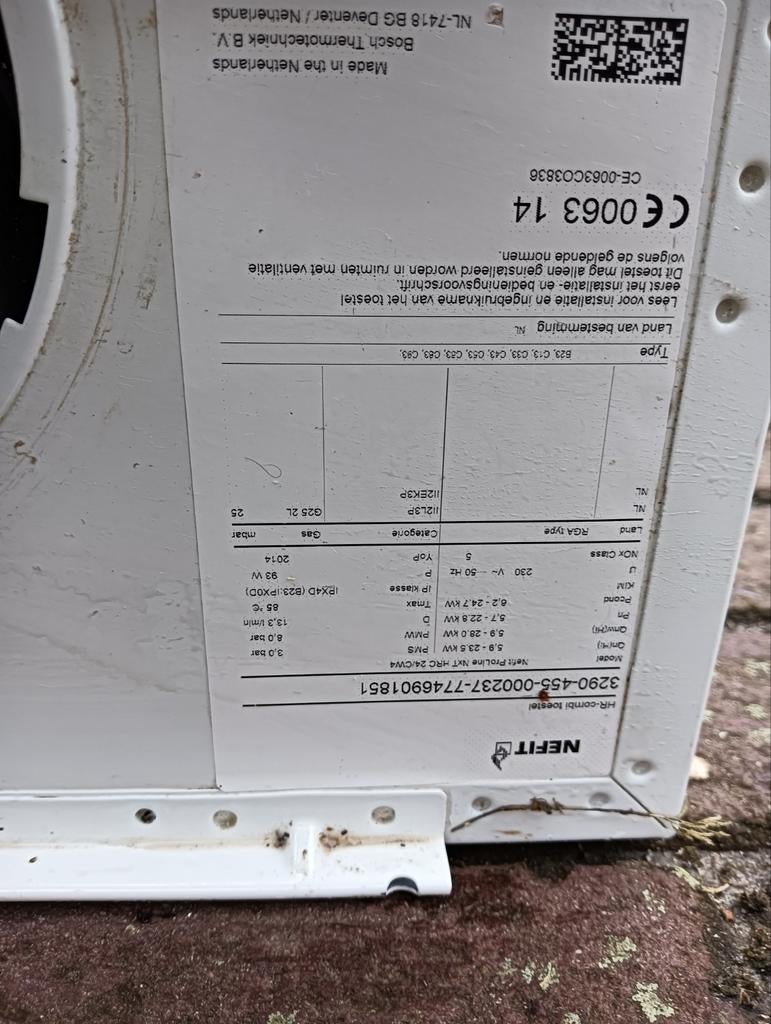 Nefit ProLine NxT HRC 24 CW4 CV-ketel, Ophalen, 30 tot 80 cm, Gebruikt, Hoog rendement (Hr)