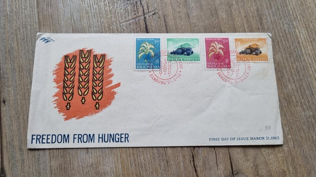 FDC Republik Indonesia Freedom from hunger - march 21, 1963, Postzegels en Munten, Postzegels | Eerstedagenveloppen, Ophalen of Verzenden