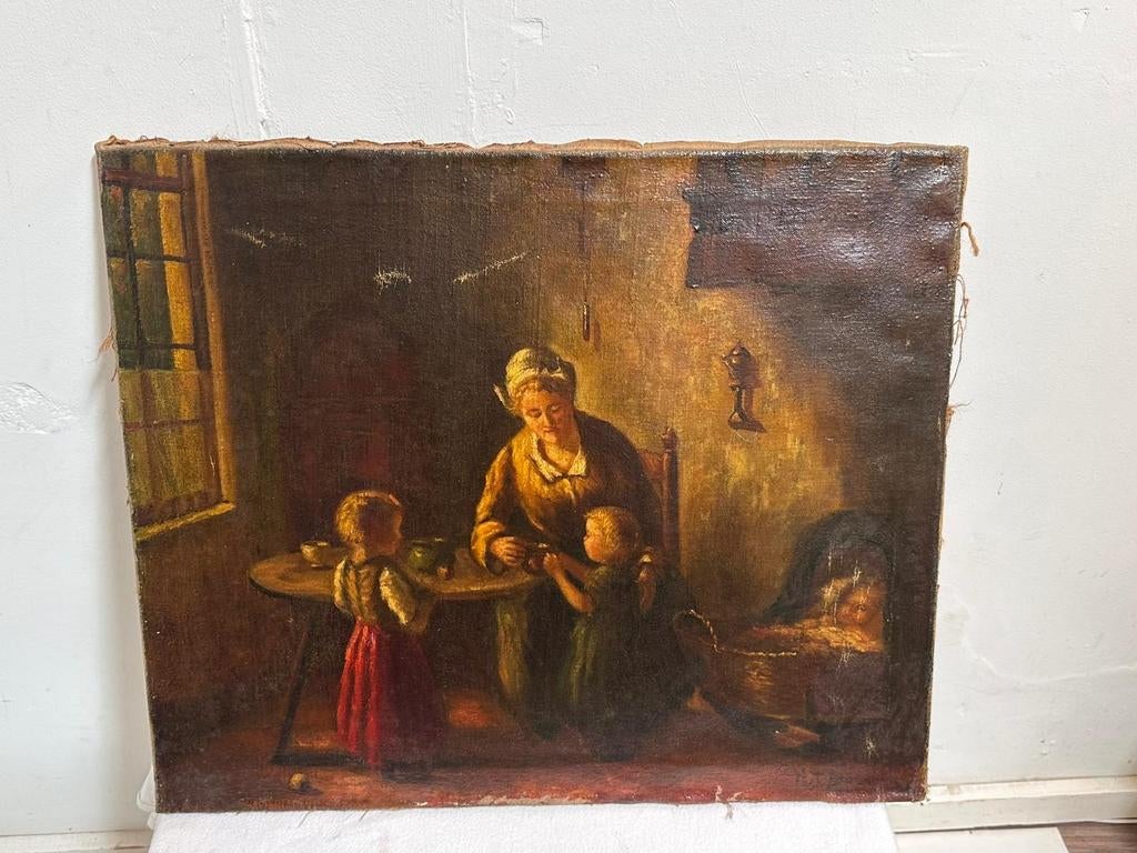 Schilderij Cornelis Wouter Bouter? Boerenleven, Antiek en Kunst, Ophalen