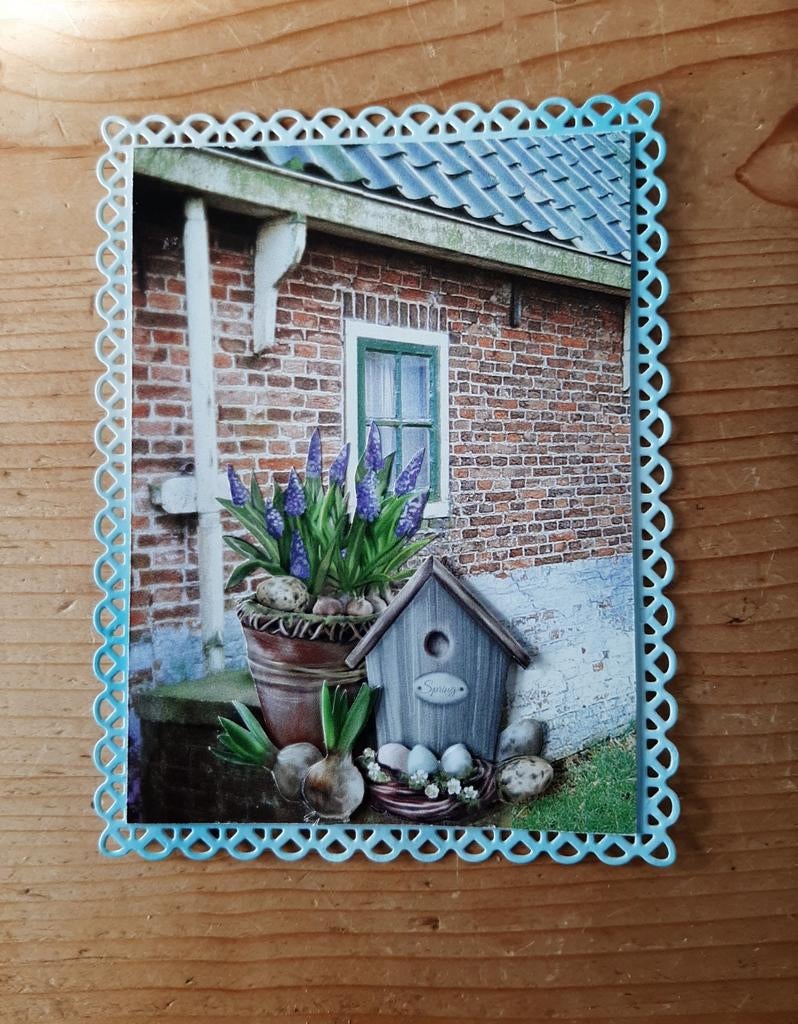 Stans kaart opleg met 3d plaatje pot met blauwe druifjes, Ophalen of Verzenden, Nieuw, Overige thema's