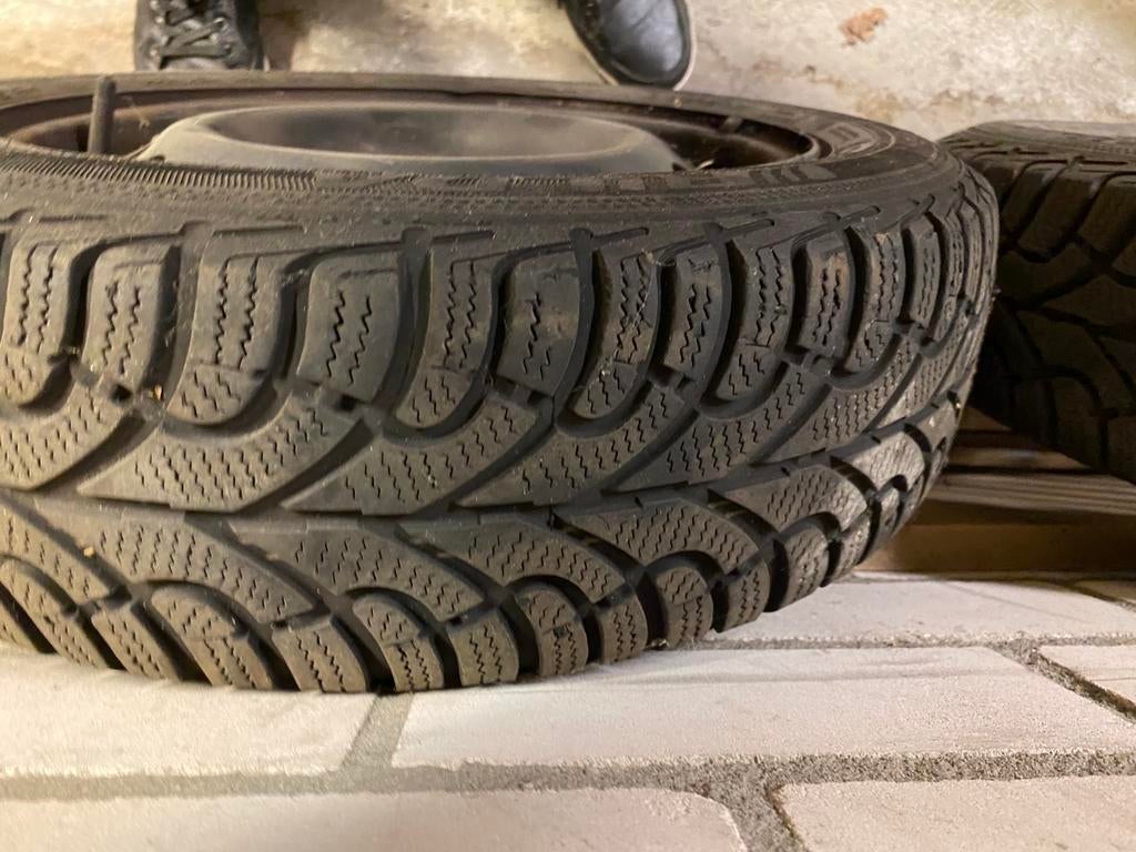 4 winterbanden op stalen velg 5 gaats, Ophalen, Gebruikt