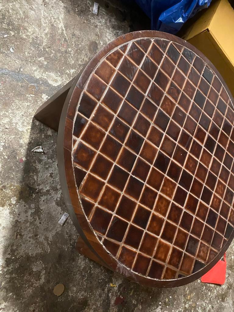 Bijzettafel tiledup 70x35 retro vintage, Huis en Inrichting, Tafels | Bijzettafels, Ophalen, Rond, Nieuw, 55 tot 75 cm